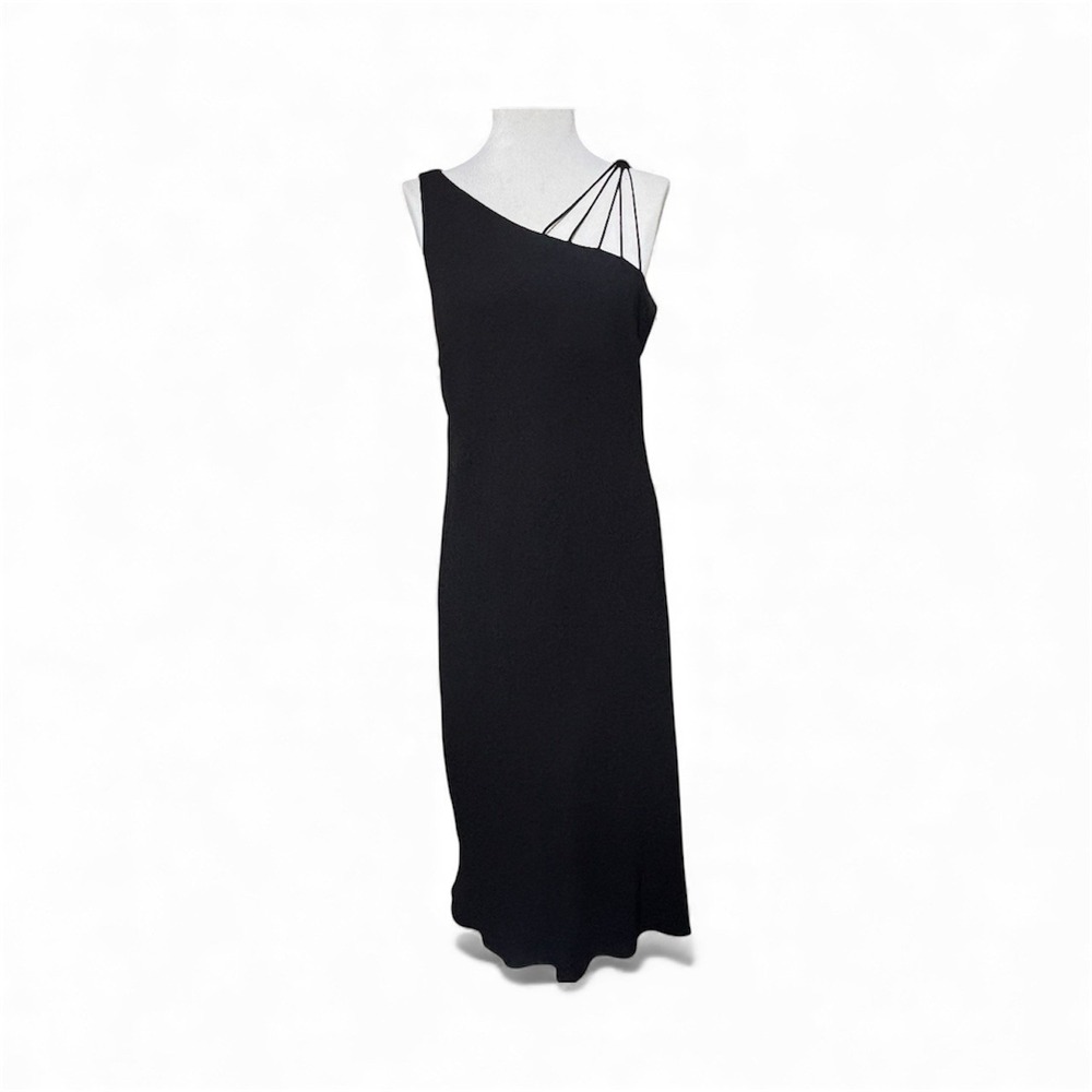 EVAN PICONE Women's black open strap one shoulder 90's Cocktail dress‎ Sz 10P